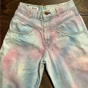 Original Vintage Retro 80’s Cagey girls acid washed denim dyed mom jeans 8/10